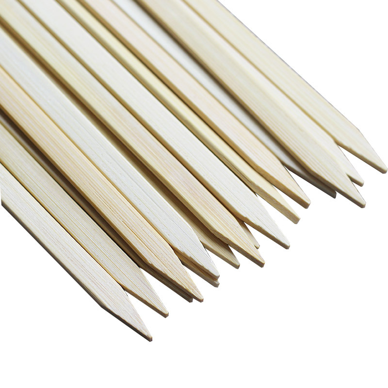 Escarcha verde pinchos de bambú plana pinchos de cordero palo plano desechable palo de barbacoa palo de bambú plana