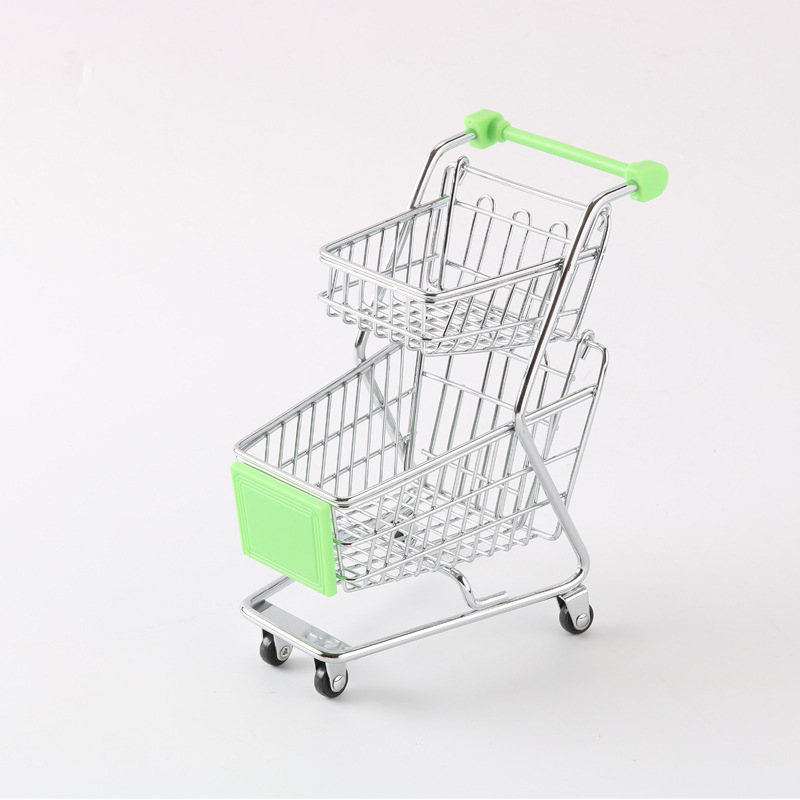 Suministro directo de fábrica mini carrito de compras creativo comercio exterior exportación al por mayor carro de hierro de doble capa Tiancheng hardware