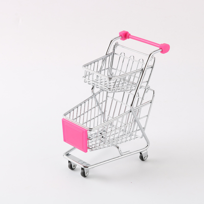 Suministro directo de fábrica mini carrito de compras creativo comercio exterior exportación al por mayor carro de hierro de doble capa Tiancheng hardware