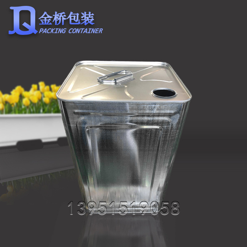 厂家批发铁桶 18L汽车油漆润滑油带提手镀锌马口铁铁桶 来图印刷