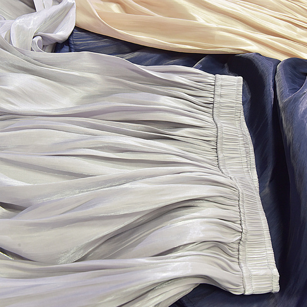 Spring summer glossy silky long pleated skirt