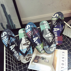 Men's flip-flops graffiti style summer non-slip outdoor sandals flip-flops men's casual beach shoes trendy outdoor