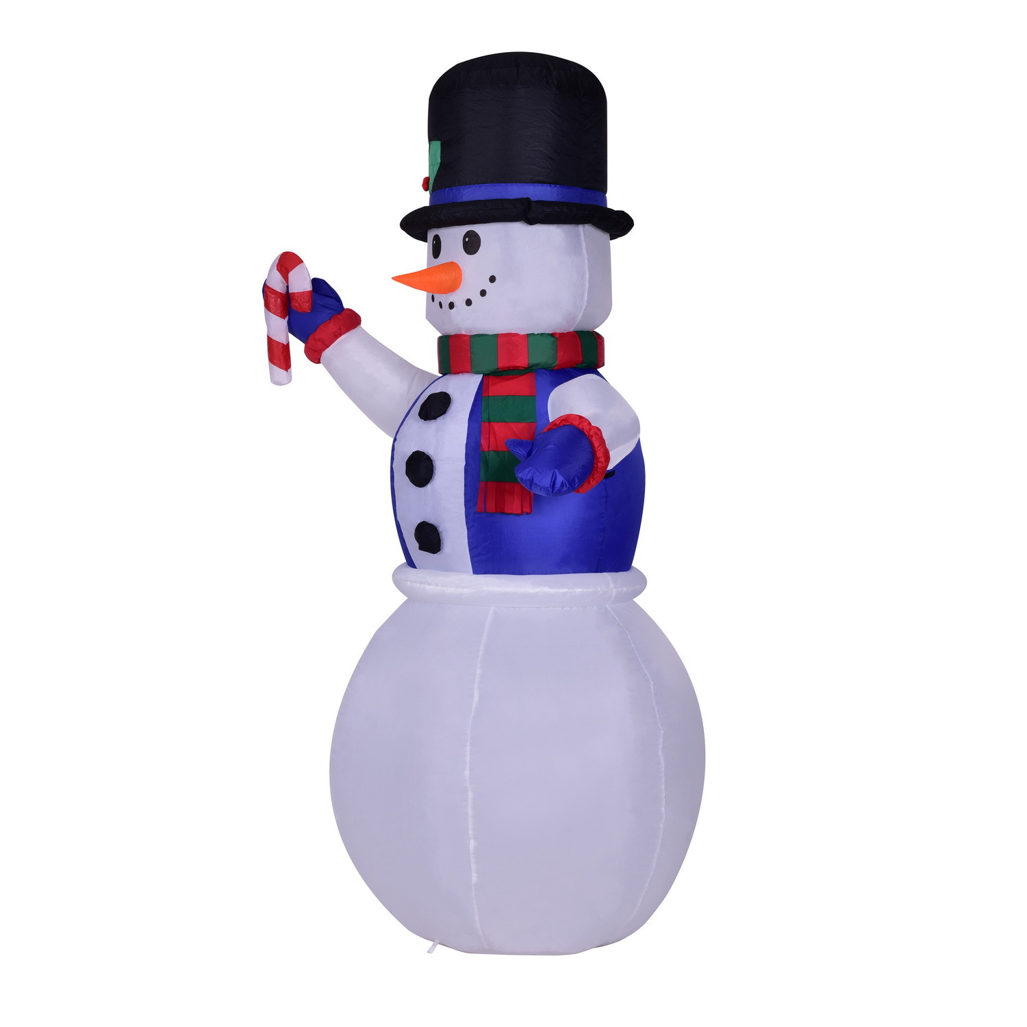 Fábrica directa de 1.8mm iluminación inflada Santa Claus muñeco de nieve Navidad vestido chaleco azul muñeco de nieve