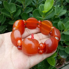 珠宝红玛瑙手排 大半圆手牌 大气男款红玛瑙手排 玛瑙男士玛瑙串