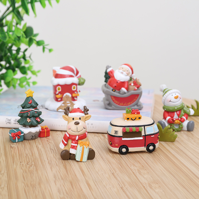 Zakka Santa Claus pequeños adornos de dibujos animados ins tienda de resina adornos decoración del hogar habitación de los niños regalos de escritorio