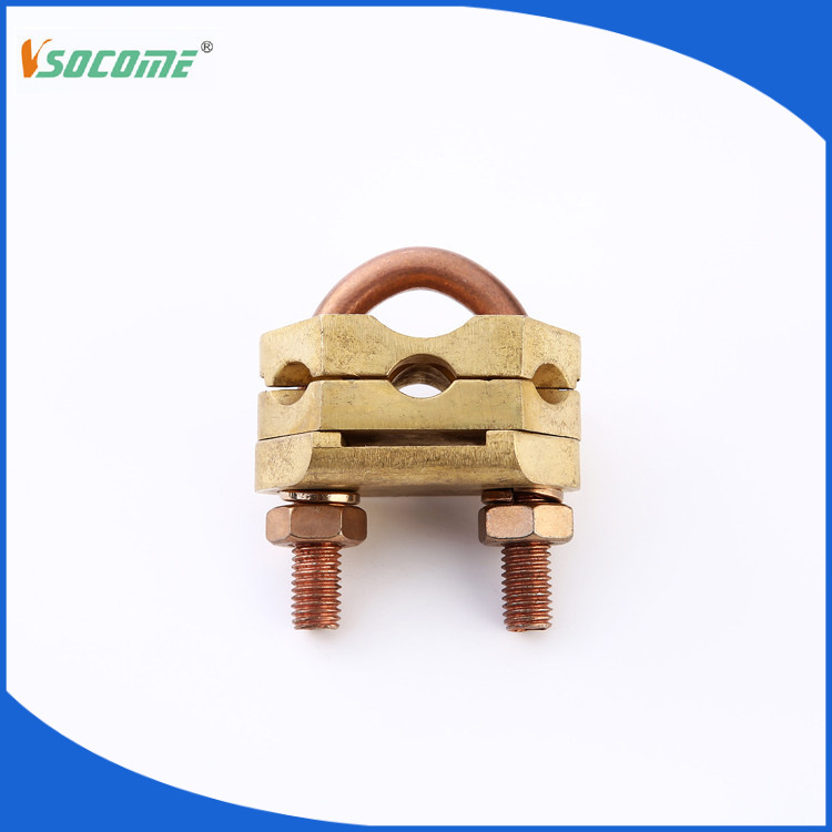 U型线夹/接地棒夹/电设备/防雷线夹带夹/铁镀铜系列/带螺母铜片