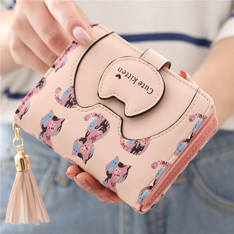 New Korean Style Student Cute Short Wallet Women's Two-fold Zipper Small Fresh Multi-functional Women's Folding Wallet New Korean Style Student Cute Short Wallet Women's Two-fold Zipper Small Fresh Multi-functional Women's Folding Wallet