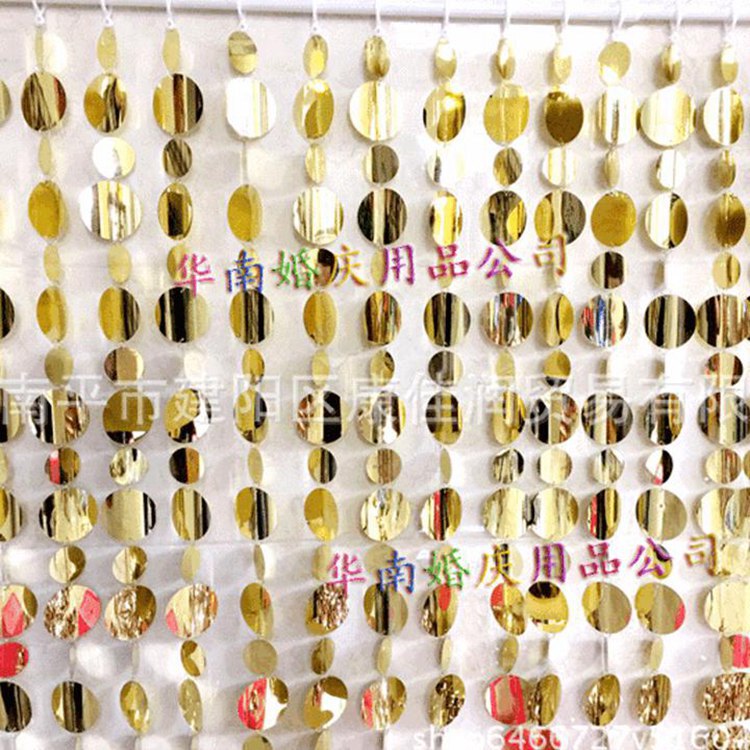 Wedding decoration sequins Gold 3+5cm sequins curtain stage decorative curtain sequins string light gold curtain