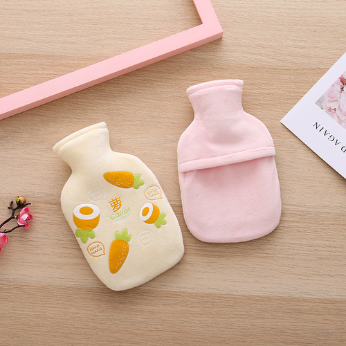 Plush cloth cover hand warmer cartoon fruit thickened rubber water-filled hot water bottle explosion-proof removable and washable hot water bottle warmer