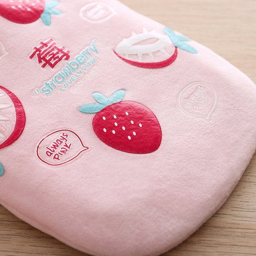 Plush cloth cover hand warmer cartoon fruit thickened rubber water-filled hot water bottle explosion-proof removable and washable hot water bottle warmer