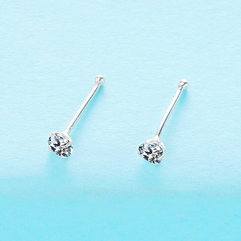 Piercings de Nariz de Plata de Ley 925 con Incrustaciones de Circonita Estilo Japonés y Coreano, Joyería de Nariz Mini para Mujer, Accesorios Transfronterizos de Plata