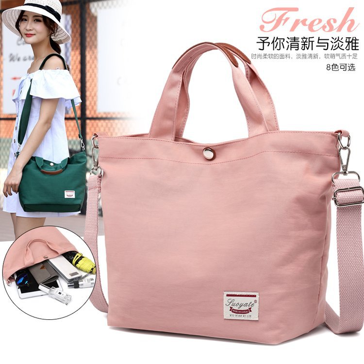 Women Nylon Crossbody Bag Pink Large Capacity Daily Use