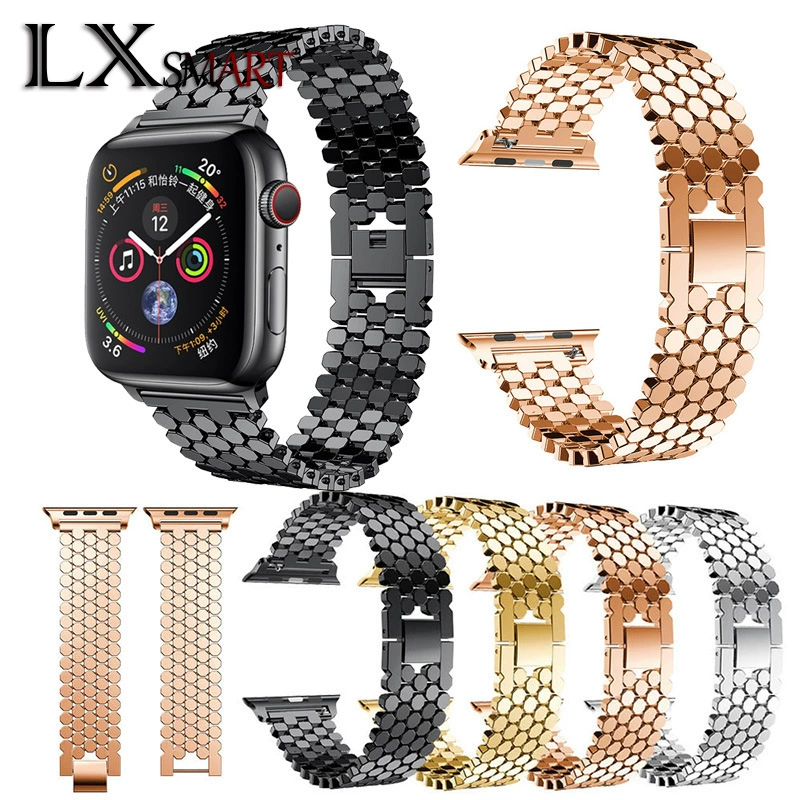 Для Apple Watch8 металлический ремешок из нержавеющей стали с рисунком рыбьей чешуи ремешок для яблока iwatch сотовый стальной ремешок