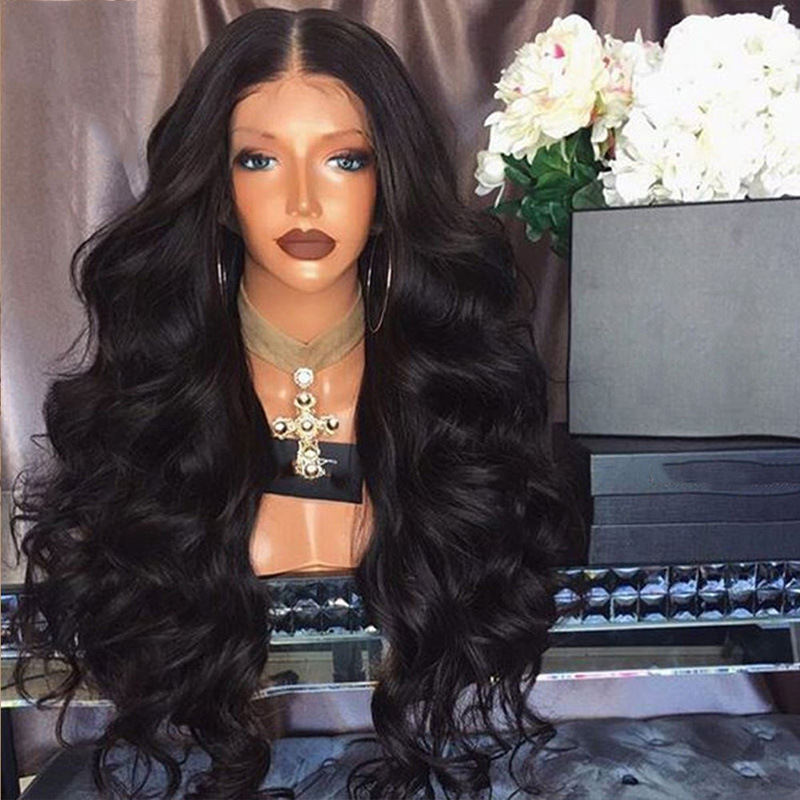 Let Li Zhong divide big wave long curly hair wig fluffy black long hair European and American women African curly braid wigs