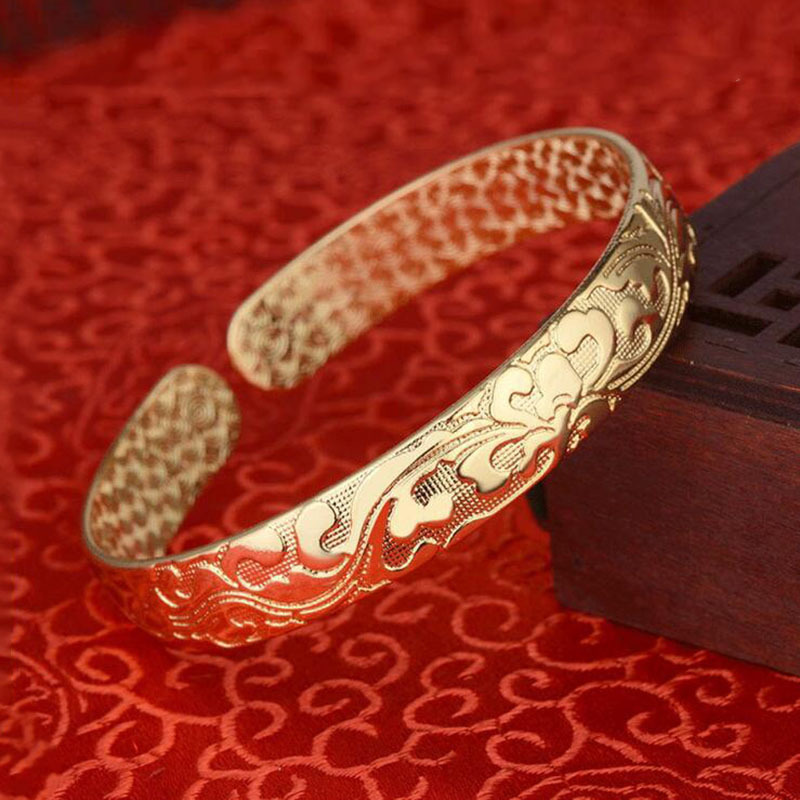 Vietnam Sand Gold Bracelet Women's Genuine Japanese and Korean European Coin Gold and Gold Bracelet for Mother Bride Gift Jewelry Simple