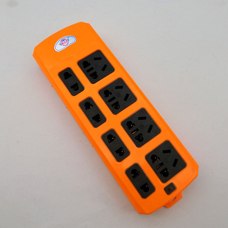 瑜立兴橙色包胶插座绿内胆多孔大接线插排