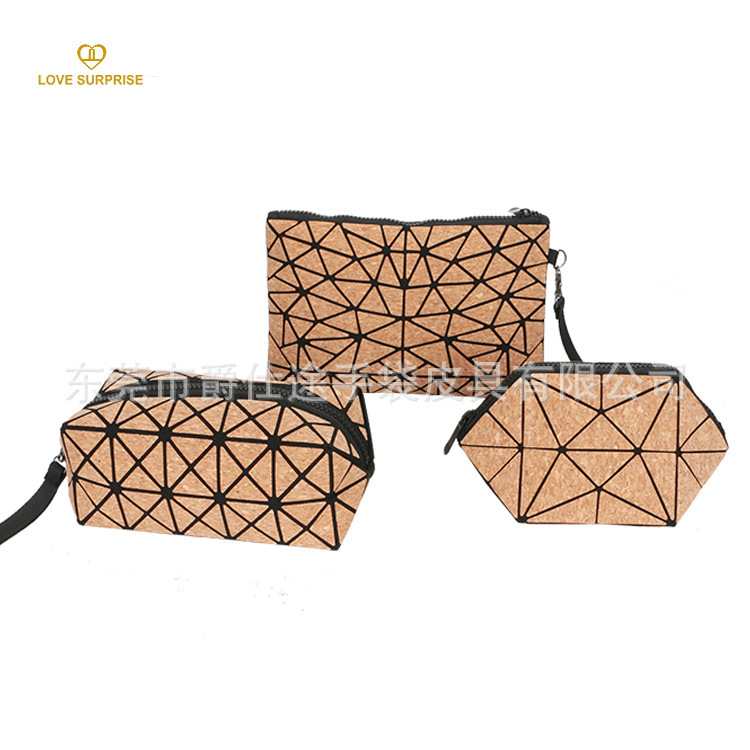 New Cork cosmetic bag cork combination set bag Japanese designer Cork three-piece storage bag Cork bag