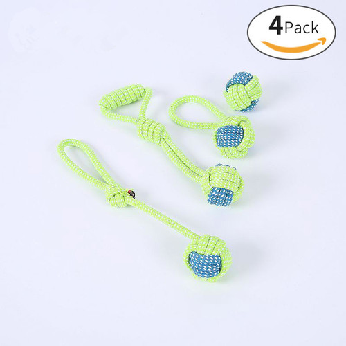 Pet supplies toys, bite-resistant cotton rope toys, teeth cleaning rope knot ball cat and dog toy set wholesale