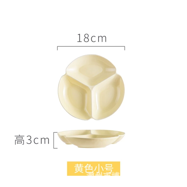 Light yellow three grid 7 -inch bowls