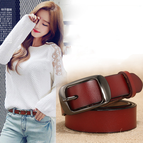 Women's Belts Versatile Women's Genuine Leather Belts Pure Cowhide Belts Women's Pin Buckle Women's One Piece Dropshipping