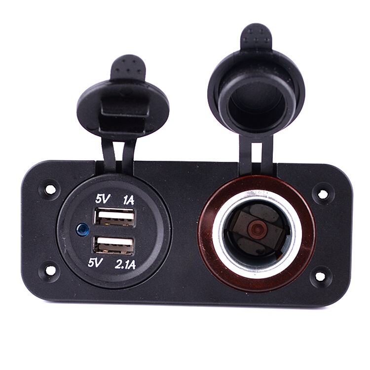 Hexiang car car cigarette lighter dual USB mobile phone charging igniter assembly 3.1A high power output