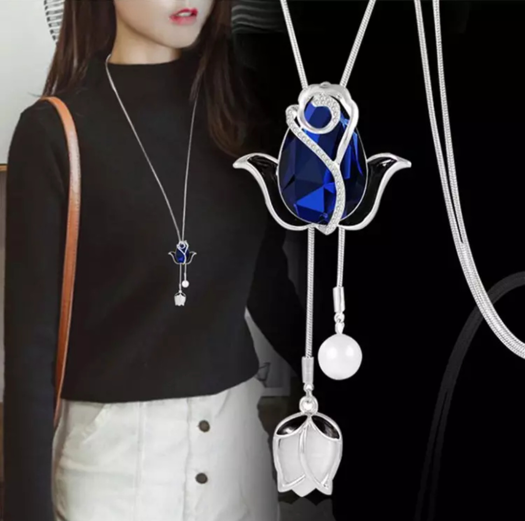 4. 은도금 유화 블루 크리스탈 튤립