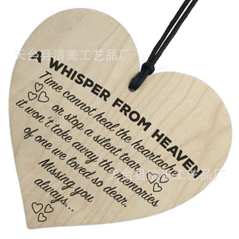 100mm tronco negro melocotón corazón amor pieza de madera colgante 1 paquete