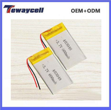 TEWAYCELL聚合物锂电池403048 3.7v600mAh智能手表，空气净化器