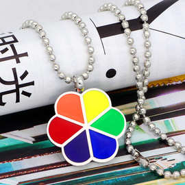 新款欧美钛钢彩虹项链吊坠男女通用不锈钢饰品批发链坠配饰