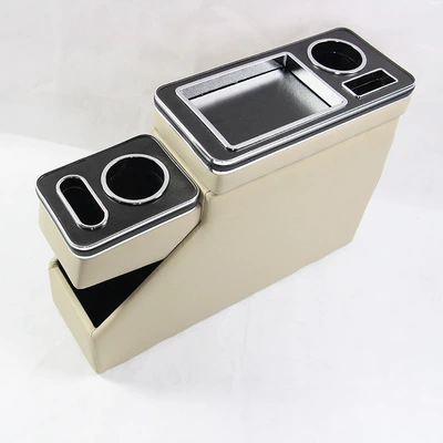 Commercial vehicle universal rear modified armrest box car second row central aisle storage box car decoration supplies (Armrest box) - 15-classic-beige-without-lights