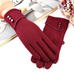 Non-falling velvet gloves plus velvet autumn and winter warm gloves touch screen women's cotton student cycling and driving outdoor cycling gloves