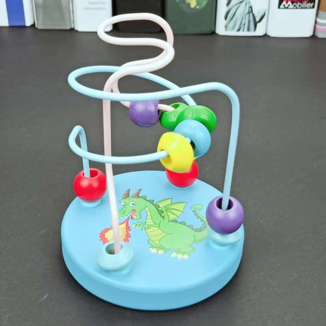 Juguetes educativos para niños para la primera infancia, juguetes de madera con patrones de dibujos animados para enhebrar cuentas, venta al por mayor de puestos callejeros, hechos a mano.