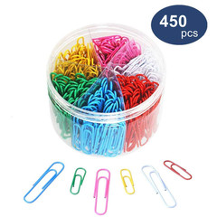 Cross-border hot-selling plastic-coated colored paper clips multi-specification mixed metal silver paper clip set combination stationery
