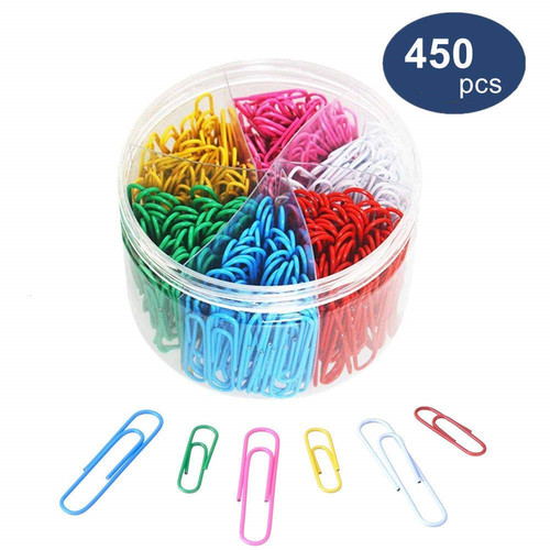 Cross-border hot-selling plastic-coated colored paper clips multi-specification mixed metal silver paper clip set combination stationery