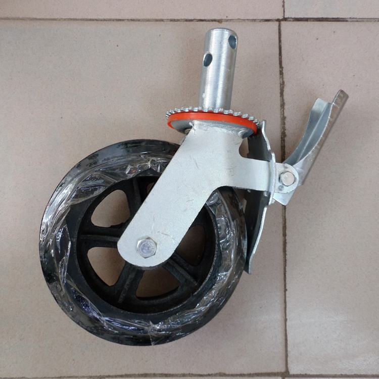 供应8寸铁芯橡胶万向轮 鹰架万向轮 插杆脚手架万向轮