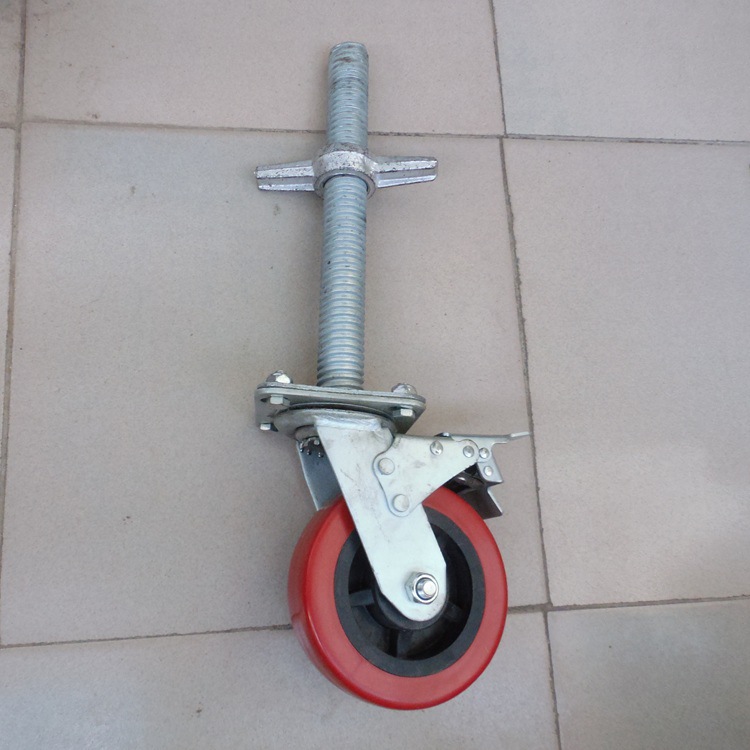 供应脚手架脚轮 丝杆AB刹脚手架脚轮 6寸大红丝杆AB刹脚手架脚轮