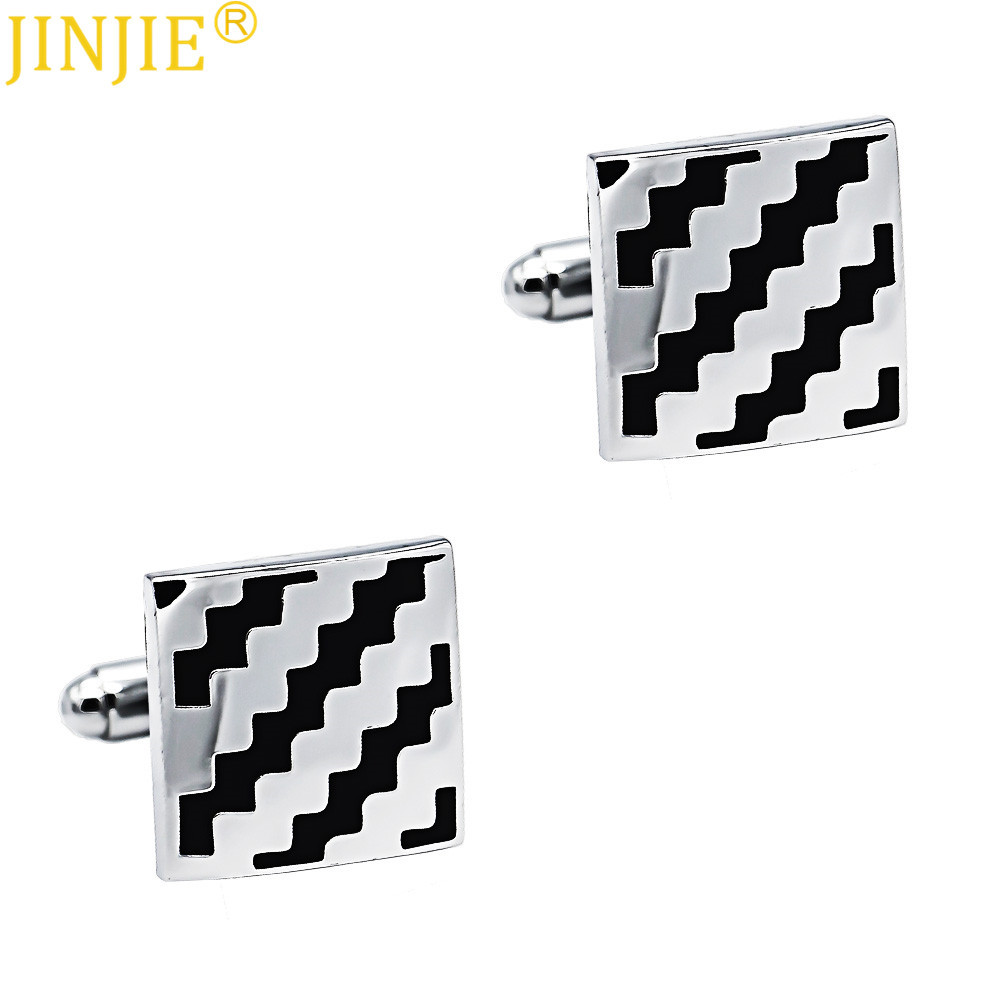 Spot high-grade square black corrugated enamel metal cufflinks foreign trade hot men's French cufflinks wholesale