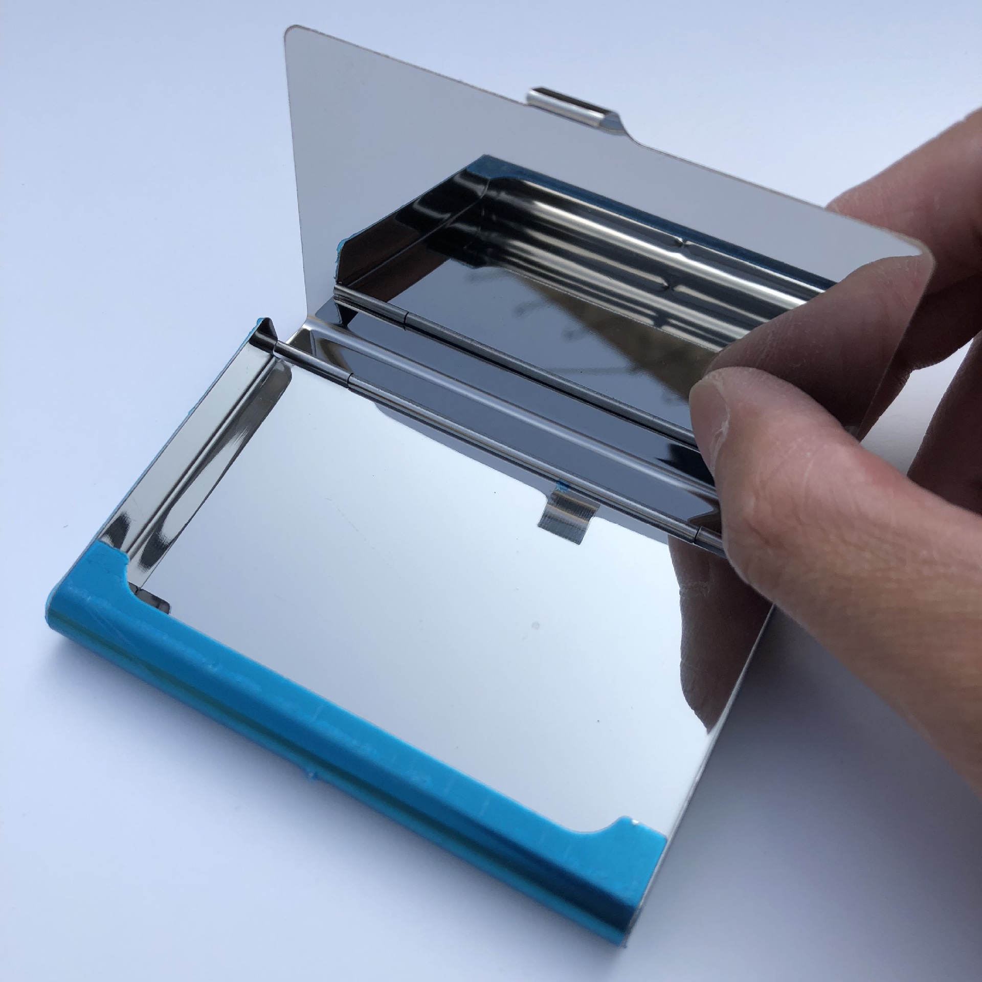 镜面名片夹商务大容量 光面款睫毛盒 不锈钢名片盒 可设计LOGO