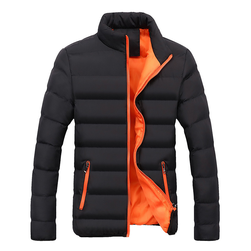 2021 Winter new men's cotton-padded jacket men's cotton-padded jacket foreign trade cotton-padded jacket men's thickened solid color stand collar cotton-padded jacket