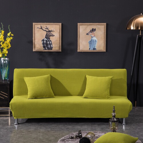 Cross-border solid color thickened elastic armless sofa cover sofa cushion all-inclusive sofa cover sofa bed cover