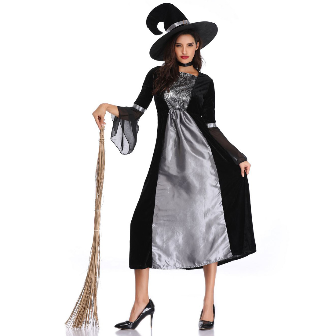 thumbnail image 1 of Disfraces de Halloween 2024 M-XL Disfraz de bruja de Halloween Disfraz de bruja malvada de rol europeo y americano Disfraz de bruja escénica, 1 of 5