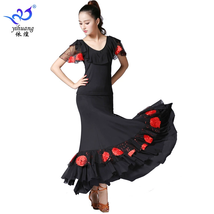 Современное платье для бальных танцев Большое свободное платье Костюм с вышивкой и пайетками Платье для бальных танцев Платье для соревнований Платье для выступлений