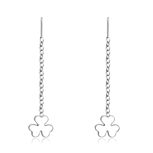Choulanxuan 925 Pure Silver Needle Korean Minimalist Three-Leaf Clover Flower Lucky Grass Earrings for Girls Student Style Wholesale