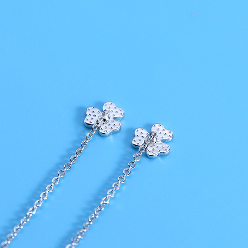 Choulanxuan 925 Pure Silver Needle Korean Minimalist Three-Leaf Clover Flower Lucky Grass Earrings for Girls Student Style Wholesale