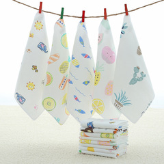 Pure cotton square towel printed small towel baby handkerchief infant saliva towel four-layer printed hand towel gauze rag