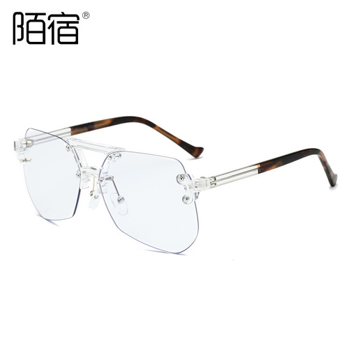 Clear the path, carry the same style, Ins gray ant blue light blocking glasses, no frame, prescription 22213.