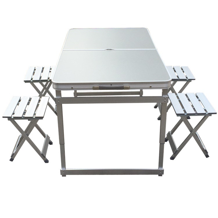 Mesa plegable y silla traje combinación aleación de aluminio mesa plegable camping mesa de comedor portátil promocional puesto de mesa al aire libre