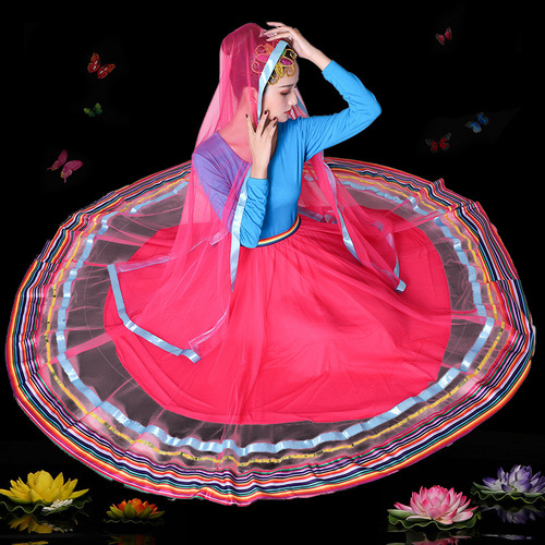 2020 Autumn Square Dance Costume New Set Long-Sleeved Large Skirt Tibetan Indian Dance Performance Show Dance Wear