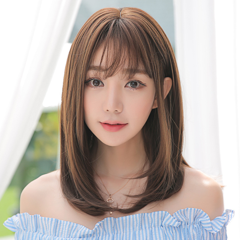 Amazon Cross-Border Japanese and Korean Internet Celebrity Androgynous Air Bangs Curly Long Hair Wig Full Headpiece in Stock
