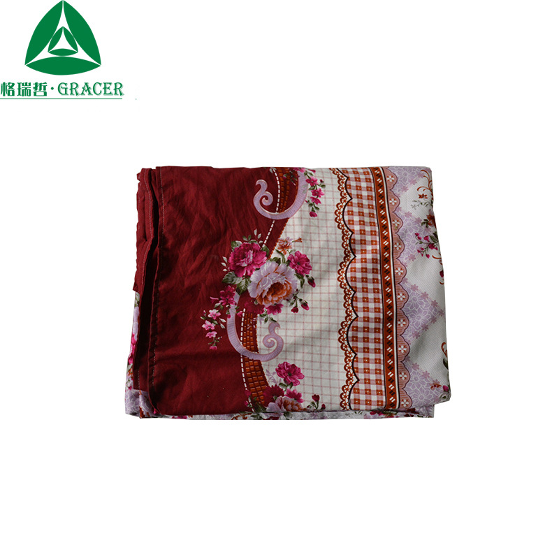 旧服装厂家直供旧床单Bed Linings斜纹花卉喜气婚庆床单低价批发